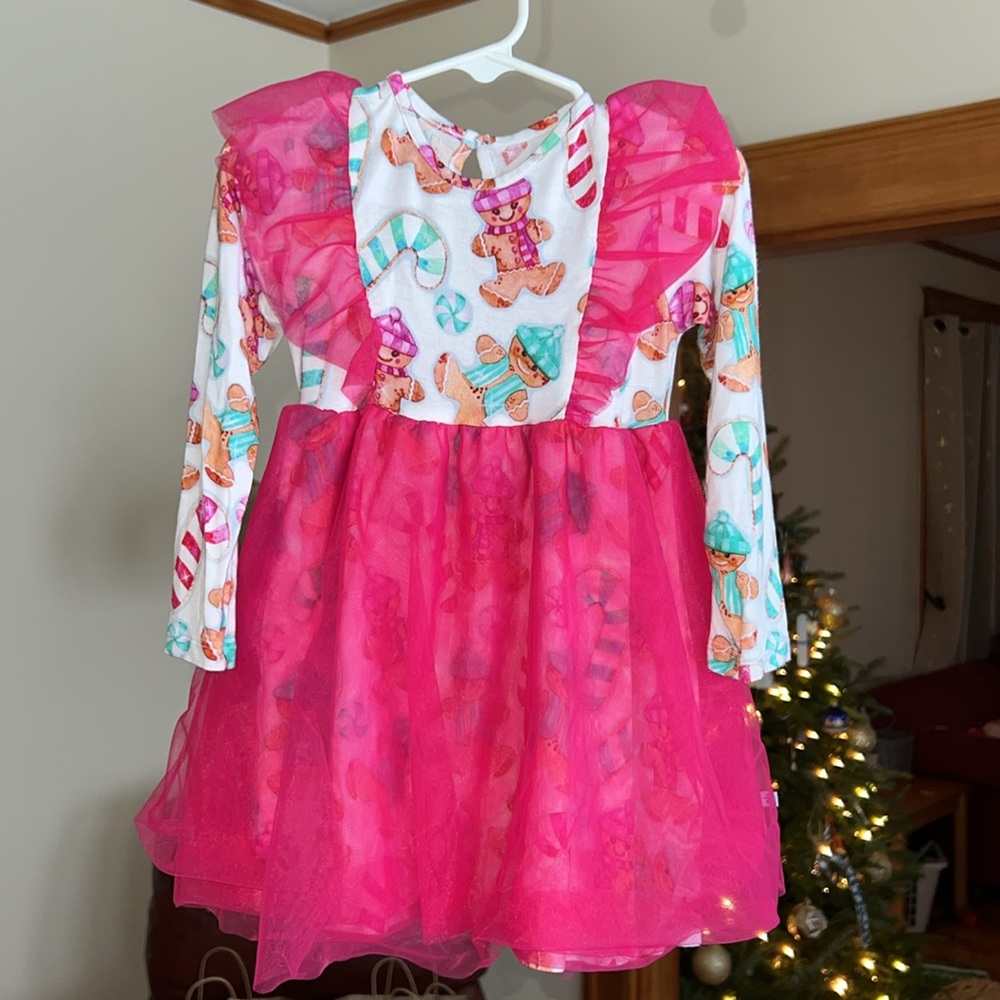 Birdie Bean gingerbread holiday tulle dress NWOT Size 2T